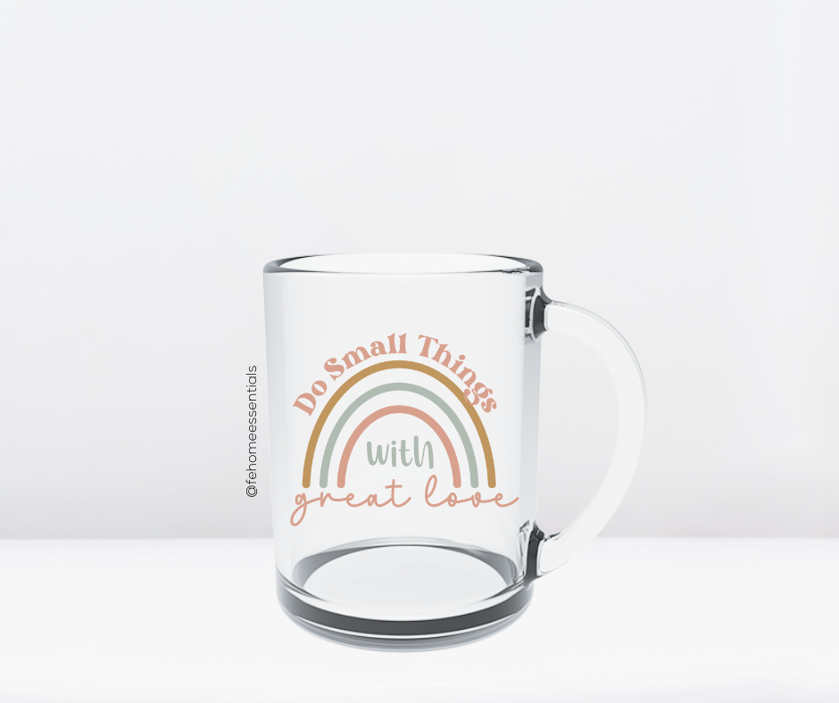 Taza de cristal de cosas pequeñas