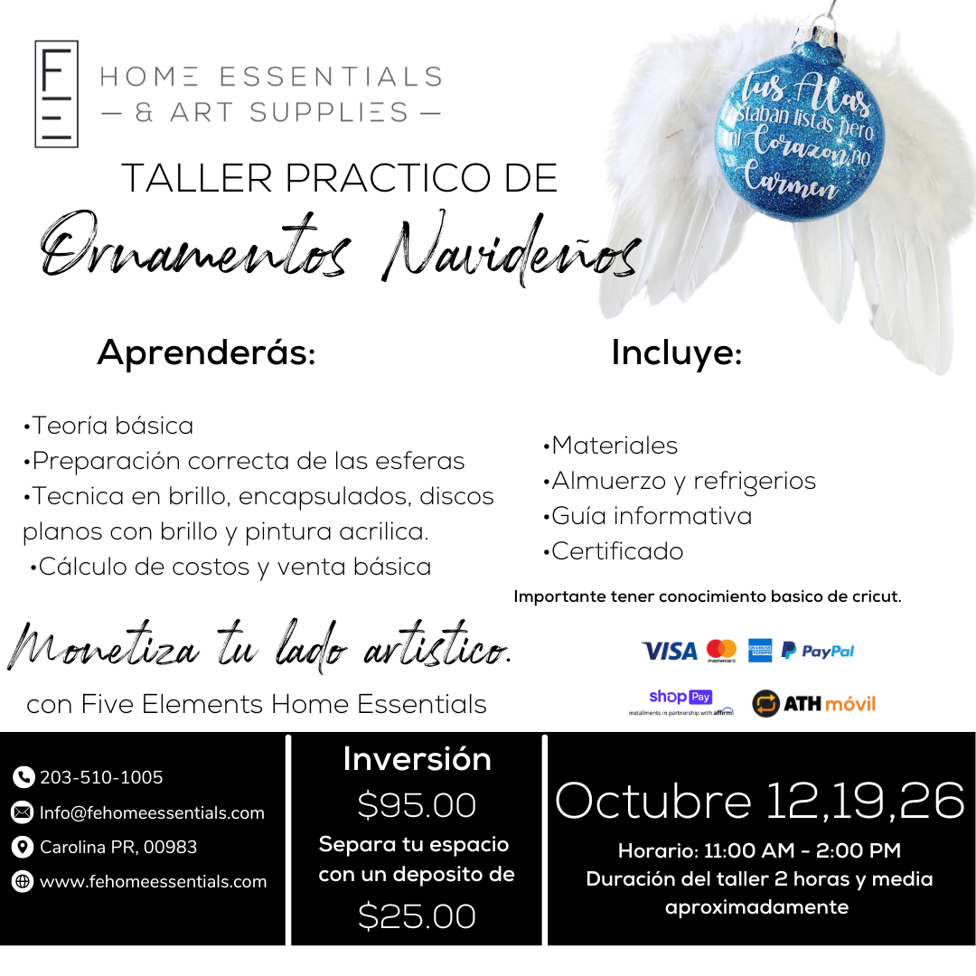 Taller práctico de ornamentos navideños Octubre 26 2024