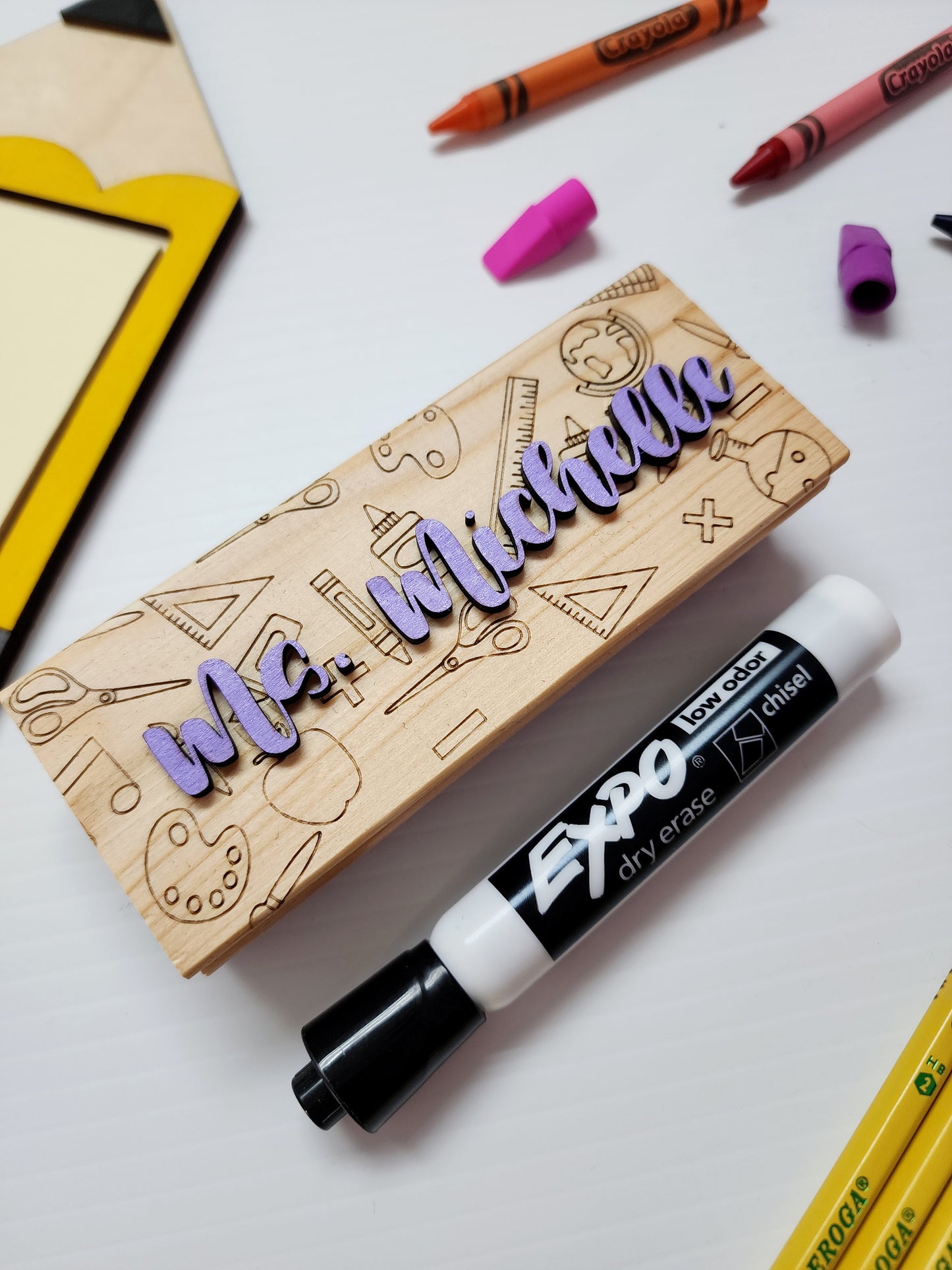 Sticky note holder and erasers bundle